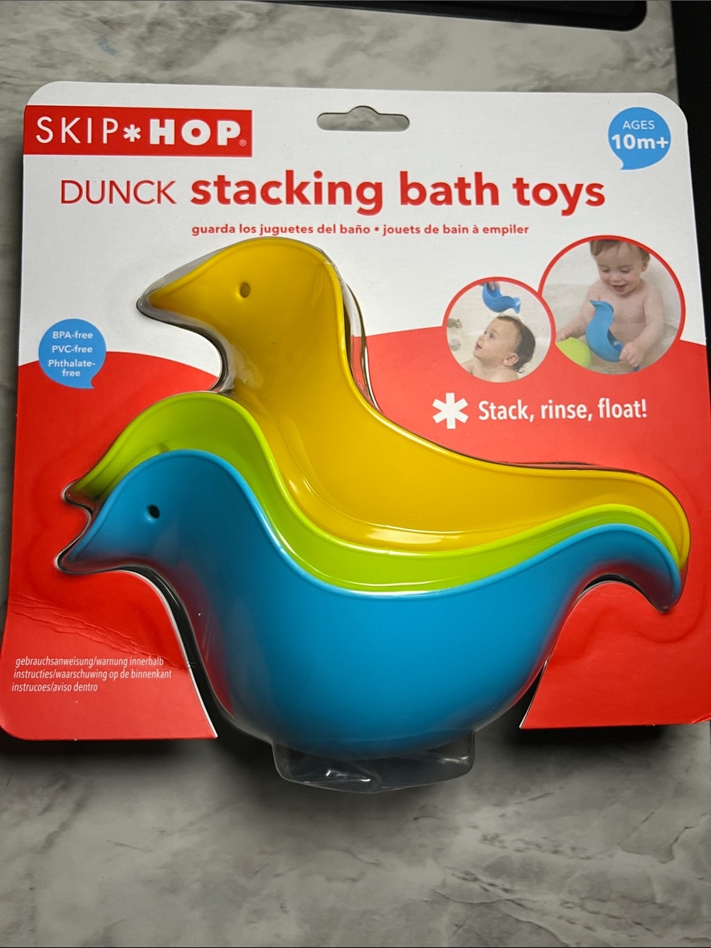 Skip Hop Dunck Stacking Bath Toys - Blue, Green, Yellow